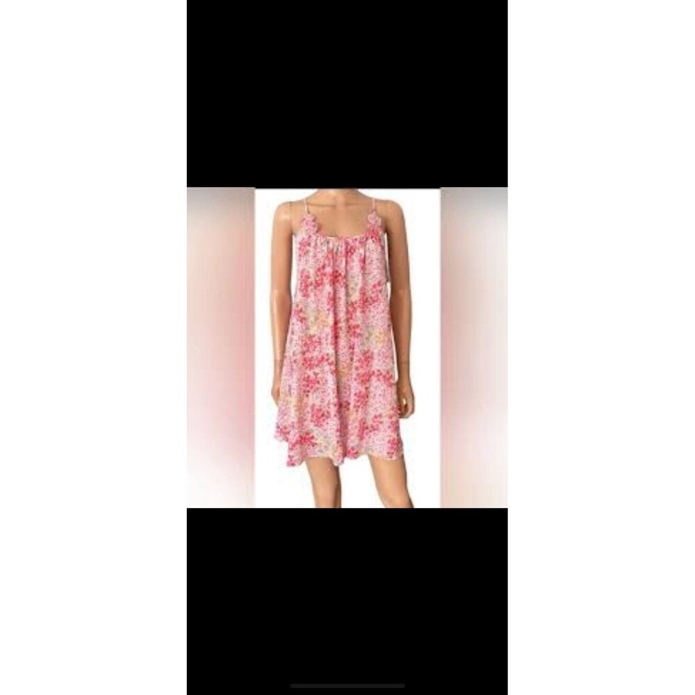 Oscar de la Renta Pink Label Women's Floral Babydoll Nightgown Chemise Summer M